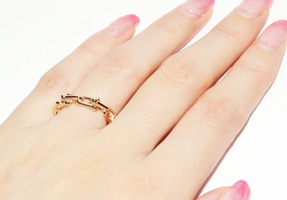 ティファニー 指輪 K18PG ハードウェア マイクロリンク リング