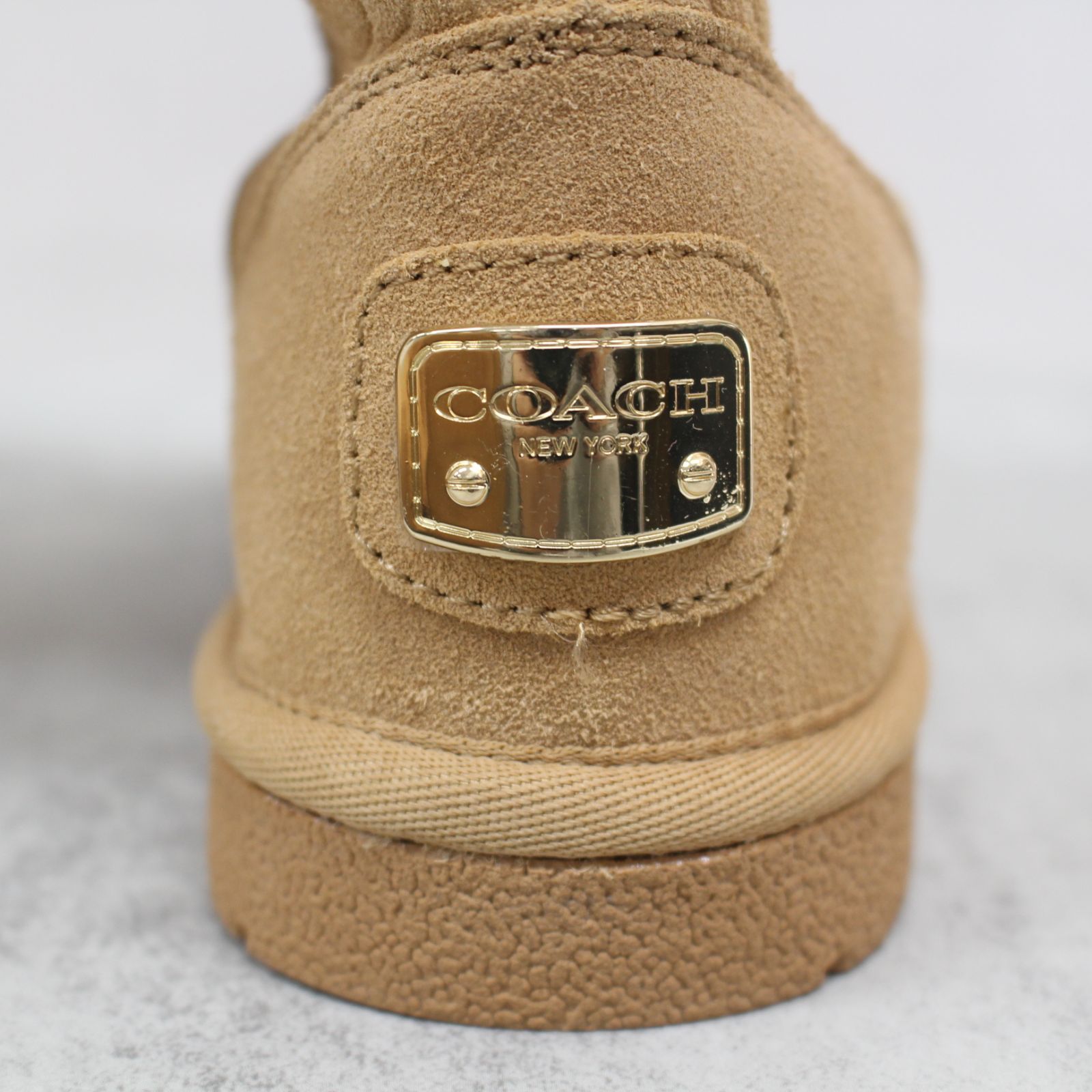 S138)【未使用】COACH/コーチ スエードニットブーツ キャメル 