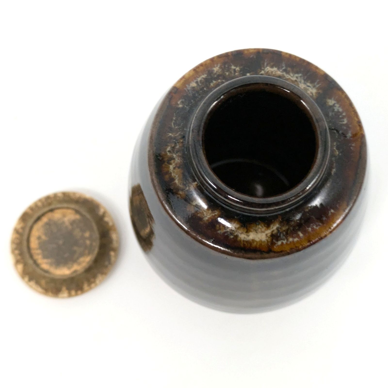 桶谷定一・肩衝茶入・茶入れ・独楽繋仕覆・茶道具・No.240721-58・