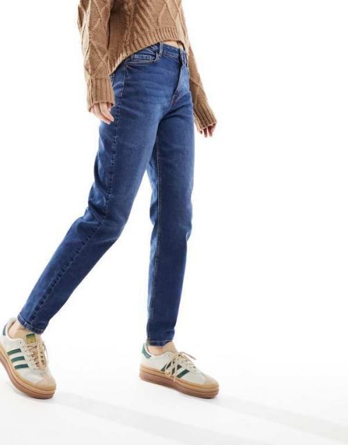 【送料無料】 ピーシーズ レディース デニムパンツ ジーンズ ボトムス Pieces Kesia mom jeans in dark blue denim Dark blue denim