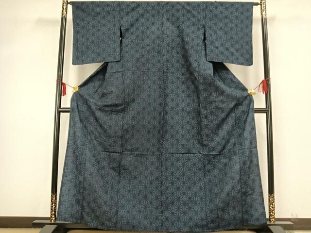 平和屋着物▽上質な紬 単衣 麻の葉文様 正絹 逸品 AABB2100fy