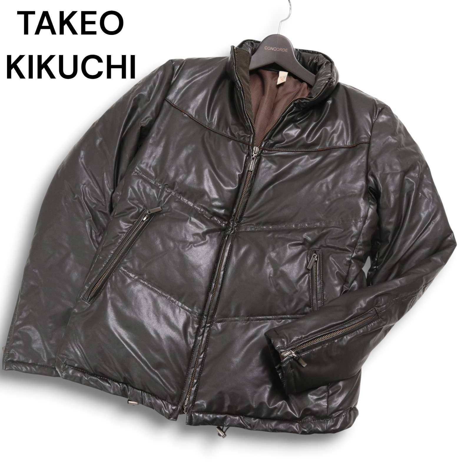 TAKEO KIKUCHI タケオキクチ 秋冬 フェイク レザー☆ 光沢 ダウン 