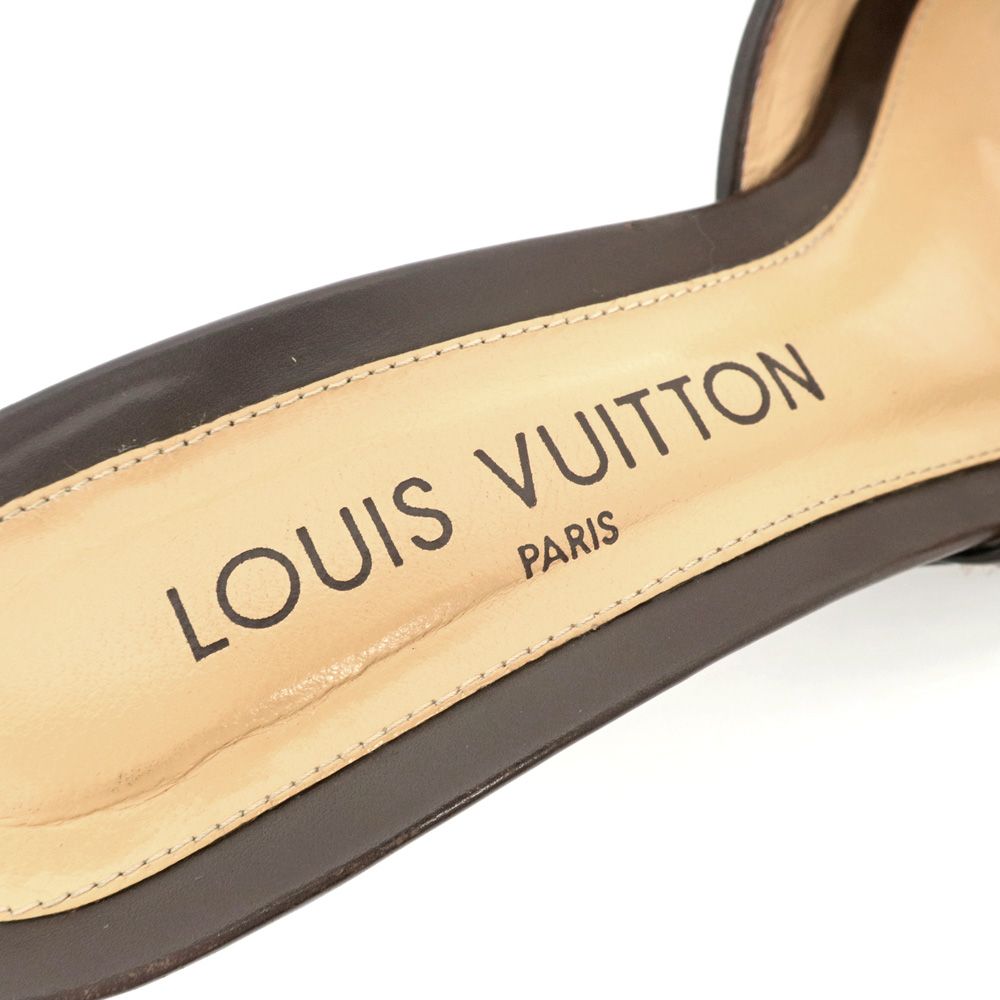 美品 ルイヴィトン LOUIS VUITTONダミエ ミュール サンダル ハラコ LOUIS VUITTON - ルイヴィトン ミュール サンダル ダミエ