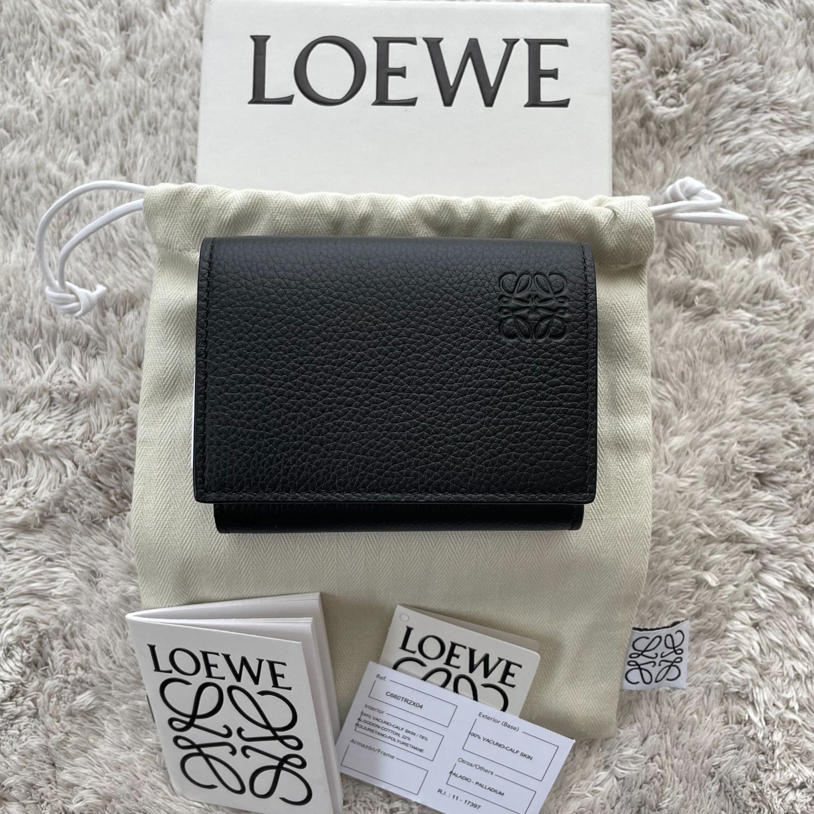 【美品】ロエベ　トライフォールドウォレット LOEWE】トライフォールド ウォレット (LOEWE/折りたたみ財布