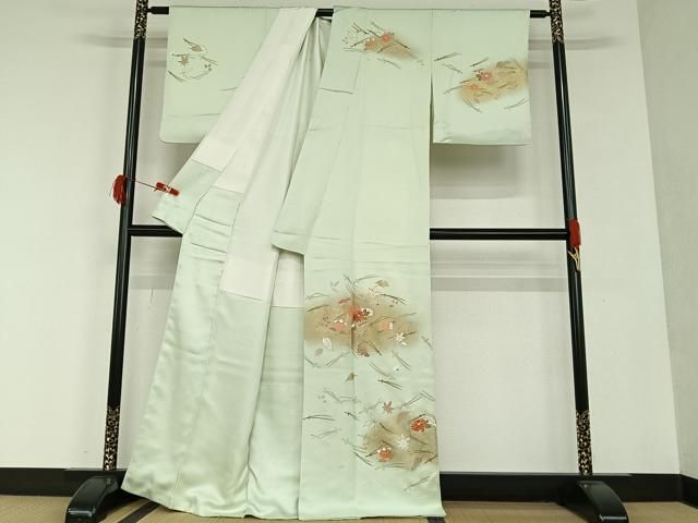 平和屋着物○訪問着 舞扇枝垂れ桜文 暈し染め 金彩 正絹 逸品 DAAT1463tw