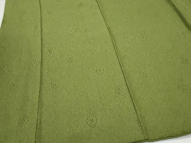 平和屋着物○上質な色無地 舞花地紋 海松色 正絹 逸品 CAAV6413vf 平和