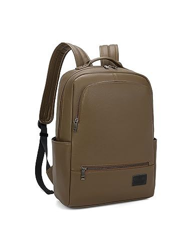  カーキ [GUSCIO ITALY] リュック メンズ 軽量 薄型 大容量 収納力 撥水 多機能 通勤 通学 出張 ビジネス PUレザー ビジネスリュック 2WAY バッグパック A4 14インチノートPC対応 198061 応募券