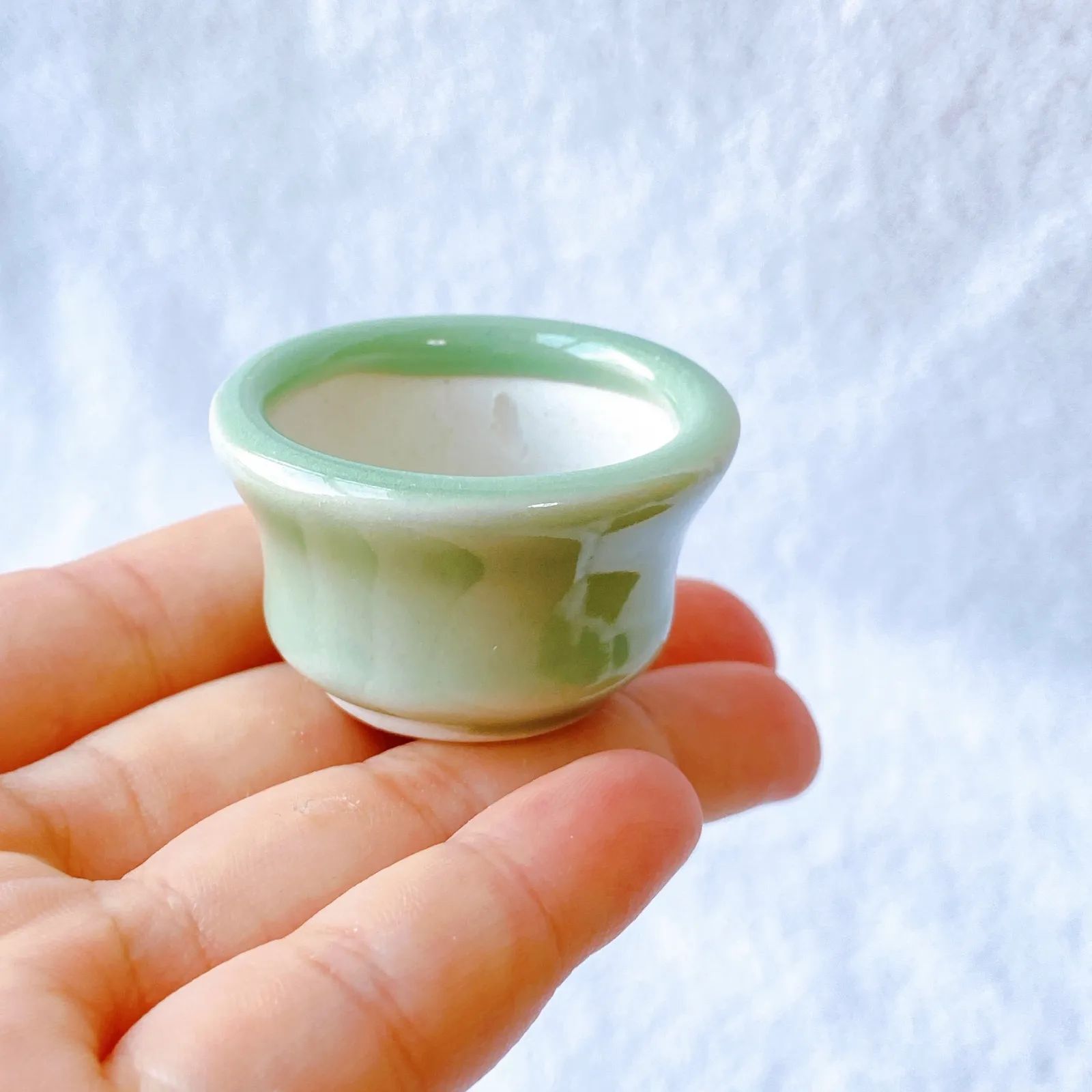 園芸用品 青緑色 陶器製 小品盆栽鉢