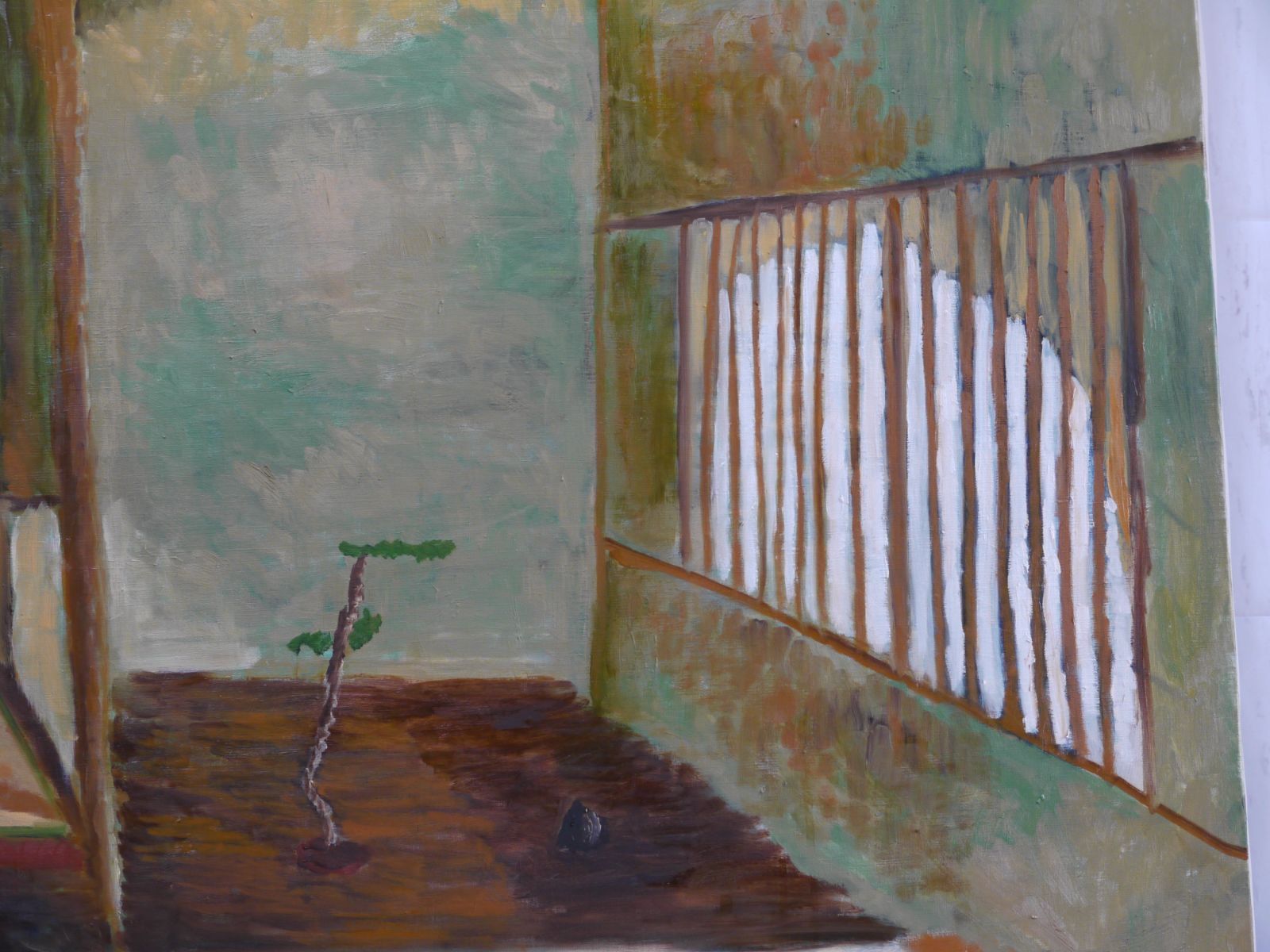 原画「掛け軸と石と盆栽がある床の間」F60・油彩 【公式通販】