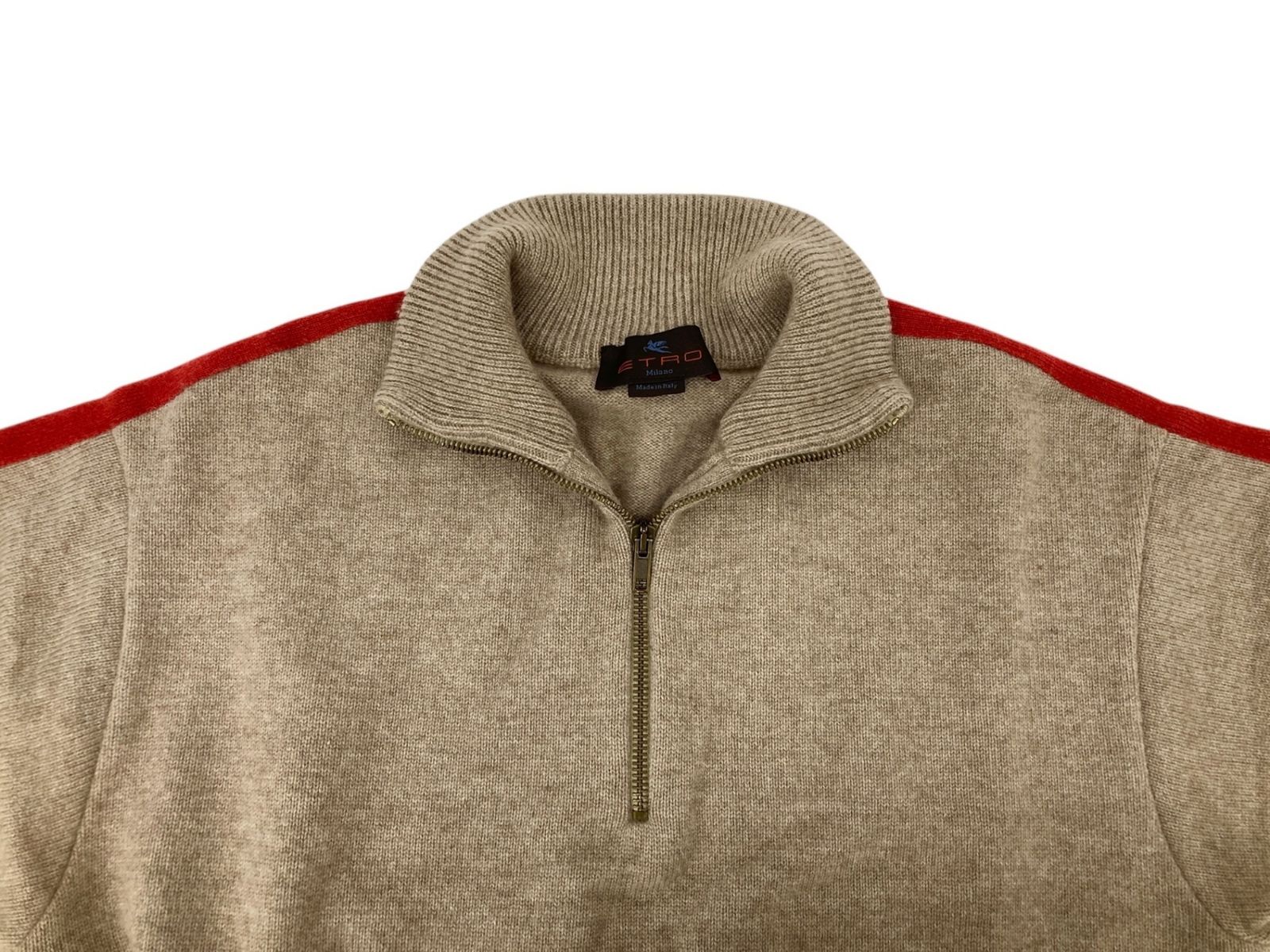 ETRO (エトロ) カシミア100％ ハイネック ハーフジップ ニット プル