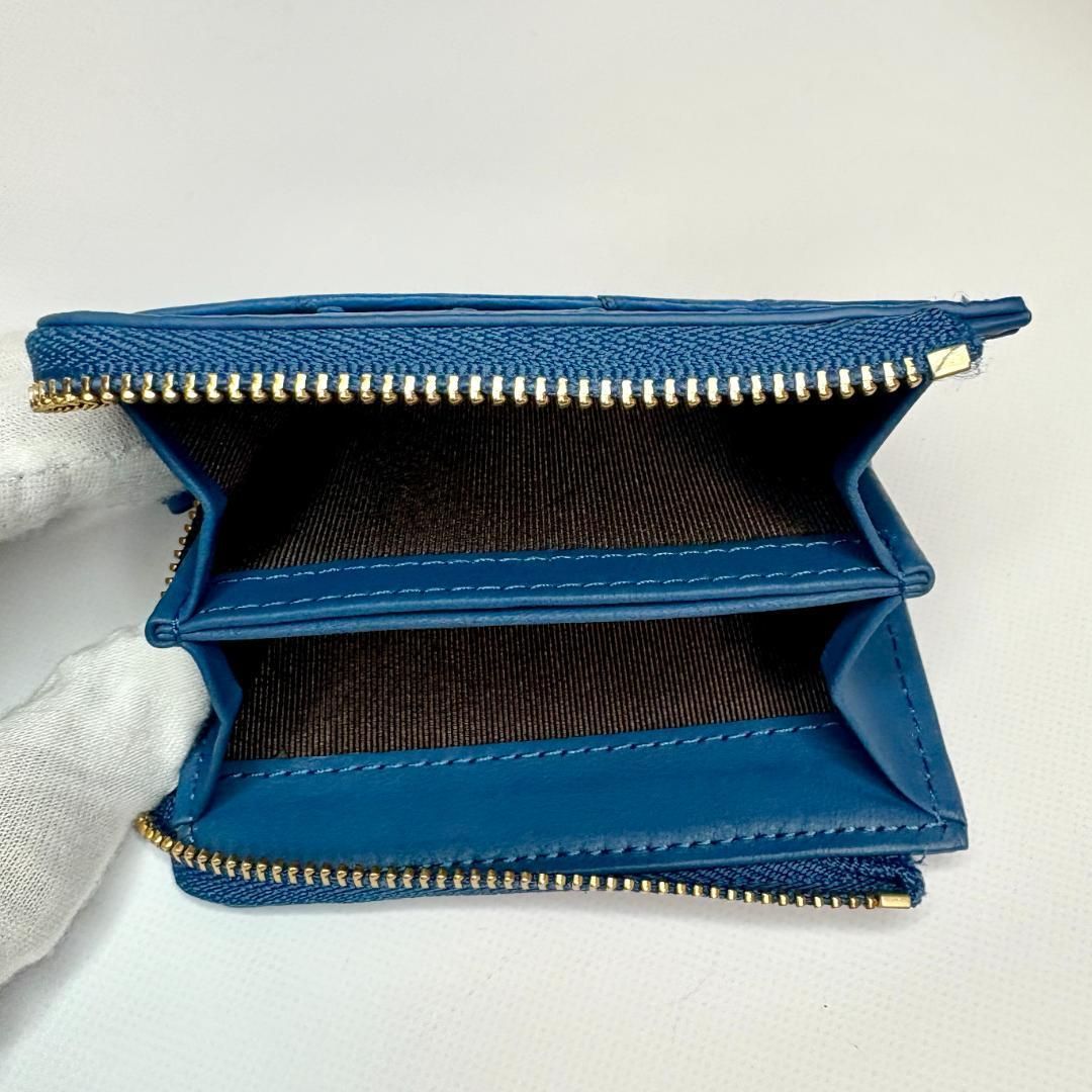 オーストリッチ　小銭入れ　財布　レザー 青 ジッパー パスケース　ブルー オーストリッチ 小銭入れ 財布 レザー 青 ジッパー パスケース