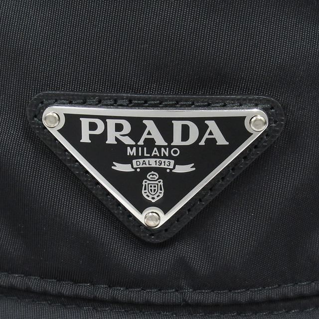 極美品 プラダ PRADA トライアングルロゴ ナイロン バケット ハット