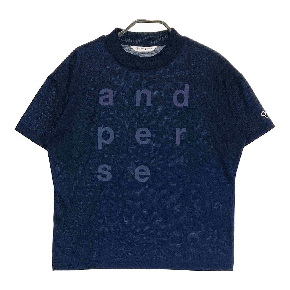 サイズ：L AND PER SE アンパスィ  モックネック 半袖Tシャツ  ネイビー系 [240101286559]# ゴルフウェア レディース ストスト