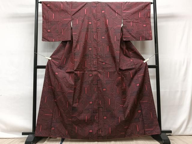 平和屋着物▽上質な紬 単衣 霞文 正絹 逸品 CAAU3936xi