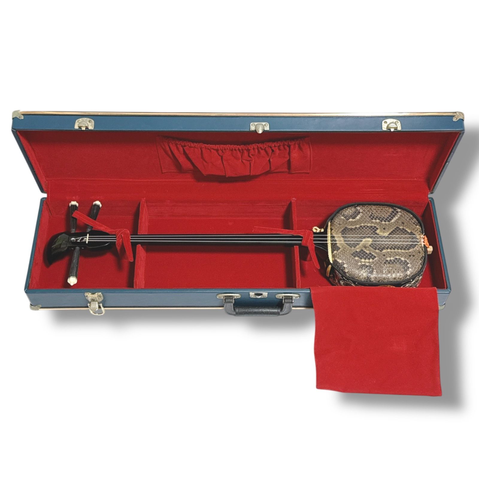 沖縄三線 真壁型 蛇皮 ハードケース付