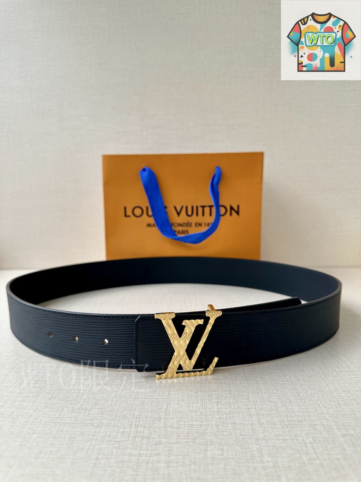 ルイ・ヴィトン LV ニューウェーブ レザー ベルト 中古・古着通販】LOUIS VUITTON (ルイ ヴィトン) レザーベルト