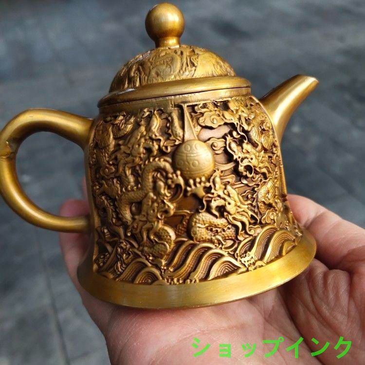 銅 細工 レリーフ竜紋茶壺 茶道具 香道具 工芸品 置物 銅 細工 レリーフ竜紋茶壺 茶道具 香道具 工芸品 置物