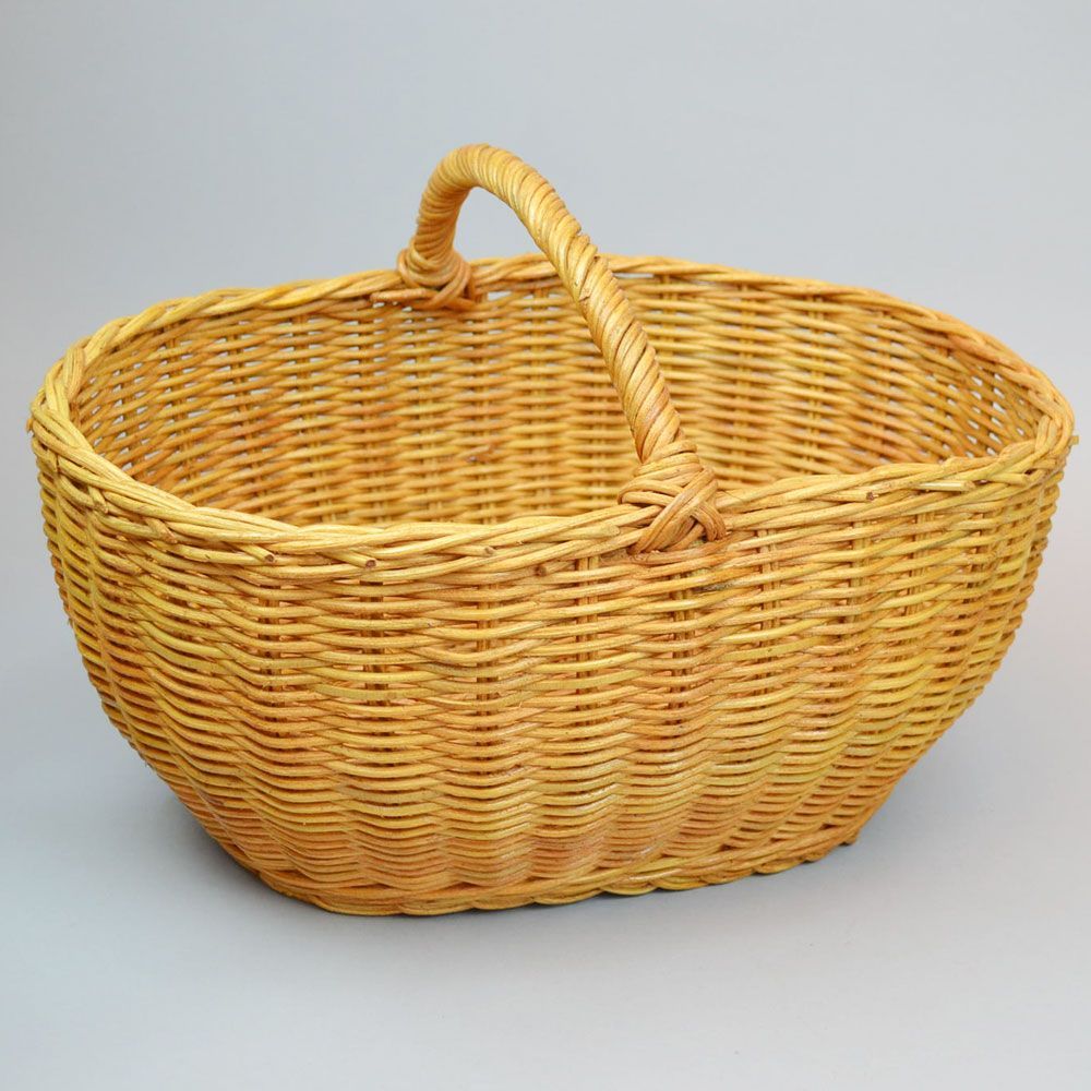 ラタン オーバル１本手 ピクニックバスケット かご 便利なかご