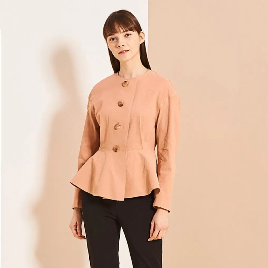 ランバンコレクション LANVIN リネン ブレンド ペプラム ジャケット 55