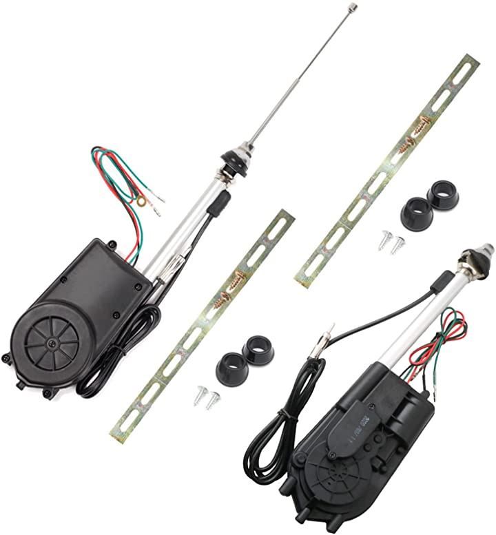 Meliore 汎用 カー ラジオ FM AM 電動 自動 アンテナ 交換 キット セット 12V カスタム パーツ オート 旧車 外車 国産車 防水 社外品 2個 付属 ブラック M