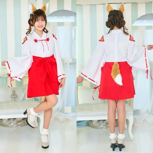 SKE48 2017年 福袋 生写真 巫女 衣装 チームKⅡ 3種コンプ COSCHU きつね巫女 【ジュニア 150cm 狐 巫女さん お稲荷様 お稲荷さん