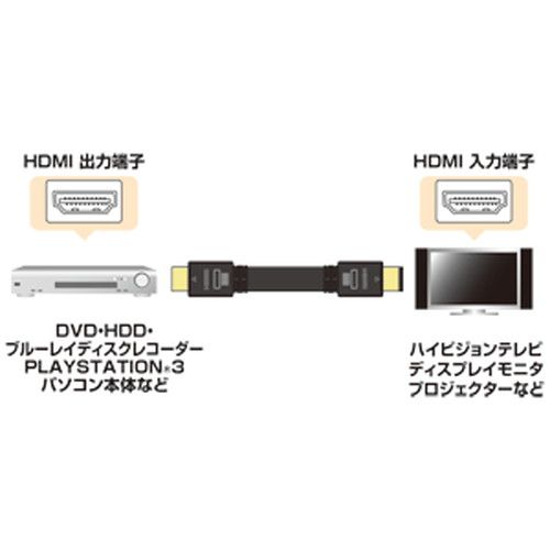 サンワサプライ フラットHDMIケーブル KM-HD20-100FK