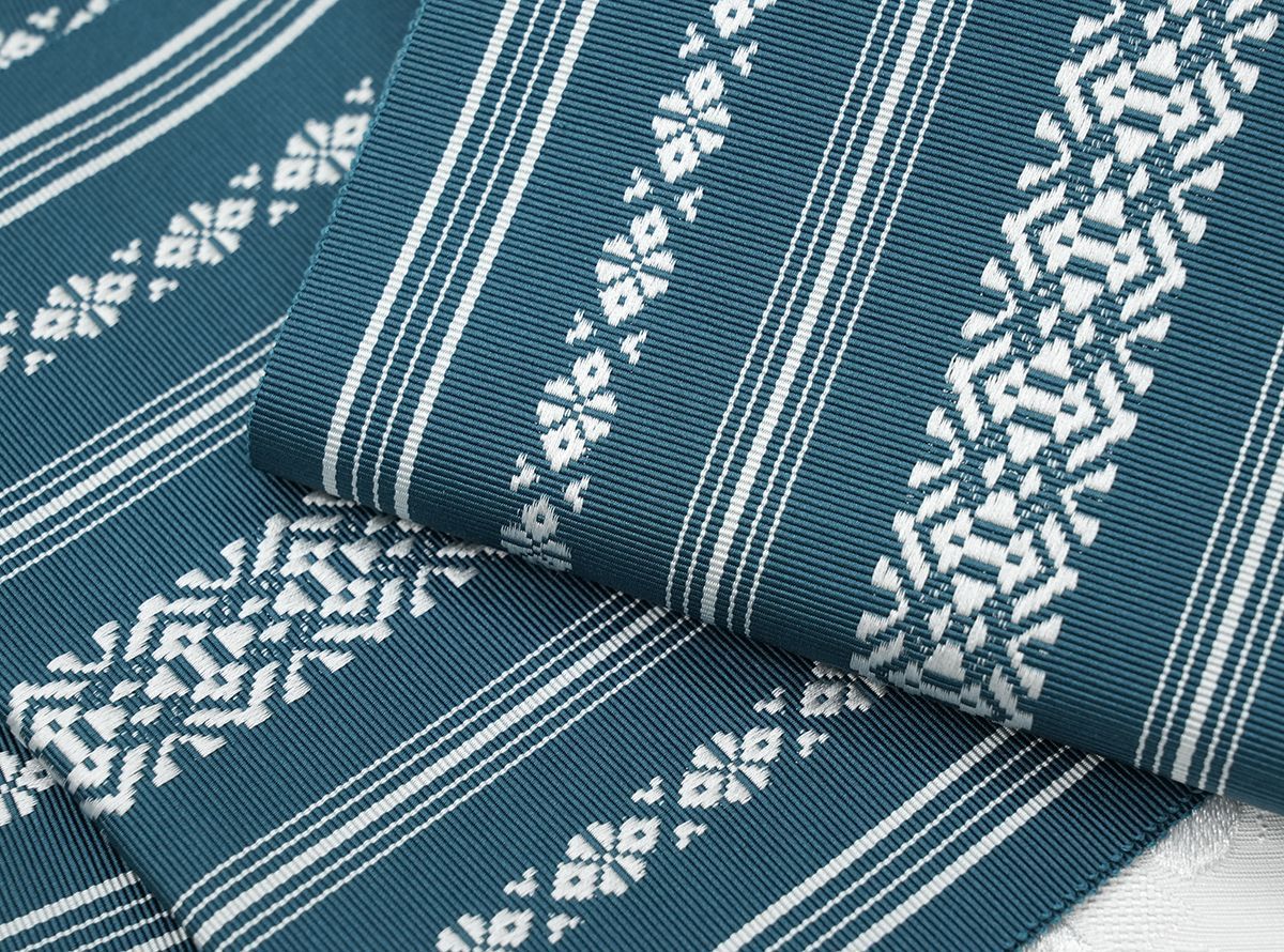 オリジナルカラー！新品 博多織【長尺】単衣半幅帯 浴衣帯 碧色 三本