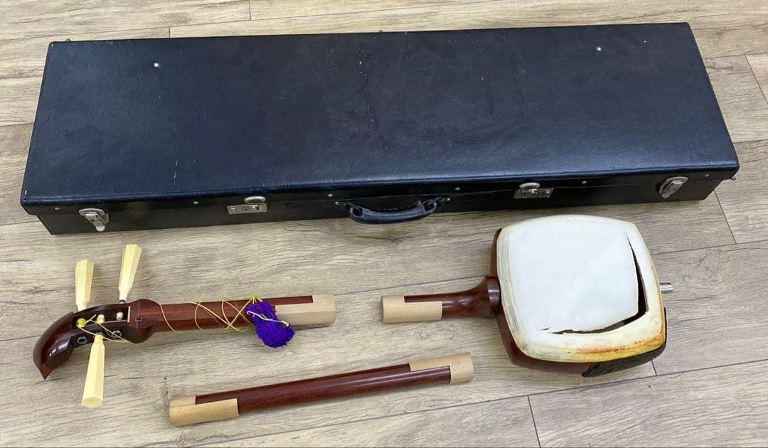 津軽三味線綾杉胴金細K18刻印ケース付