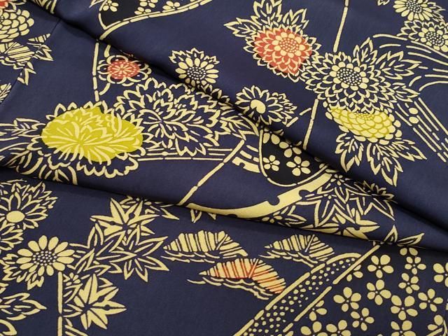 平和屋着物●上質な小紋 型染め 流水草花文 正絹 CAAZ0970vf