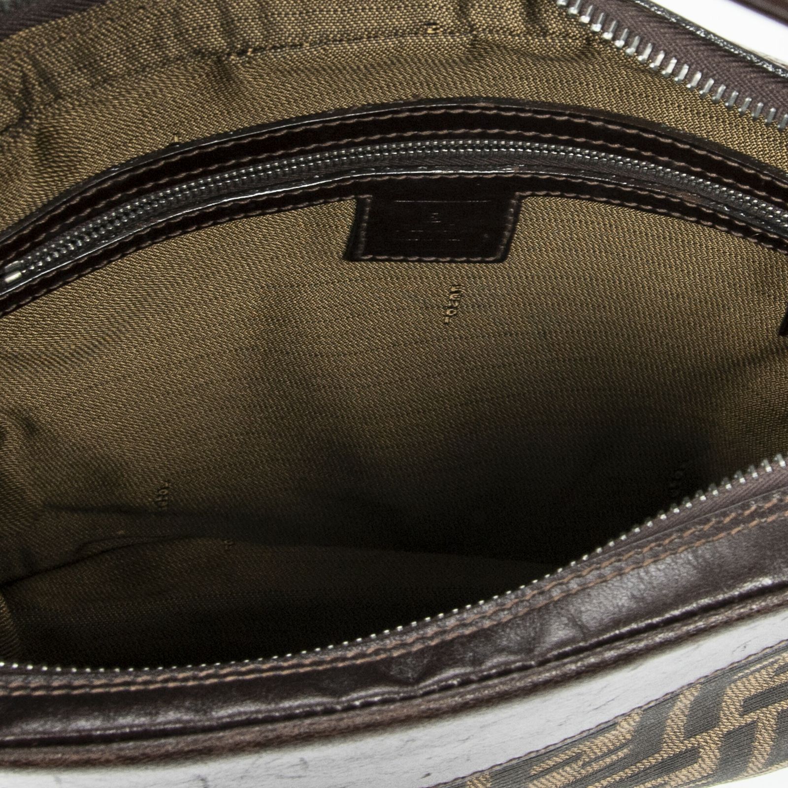 フェンディヴィンテージスクエアジップホーボータン ダークブラウンズッカキャンバスAB