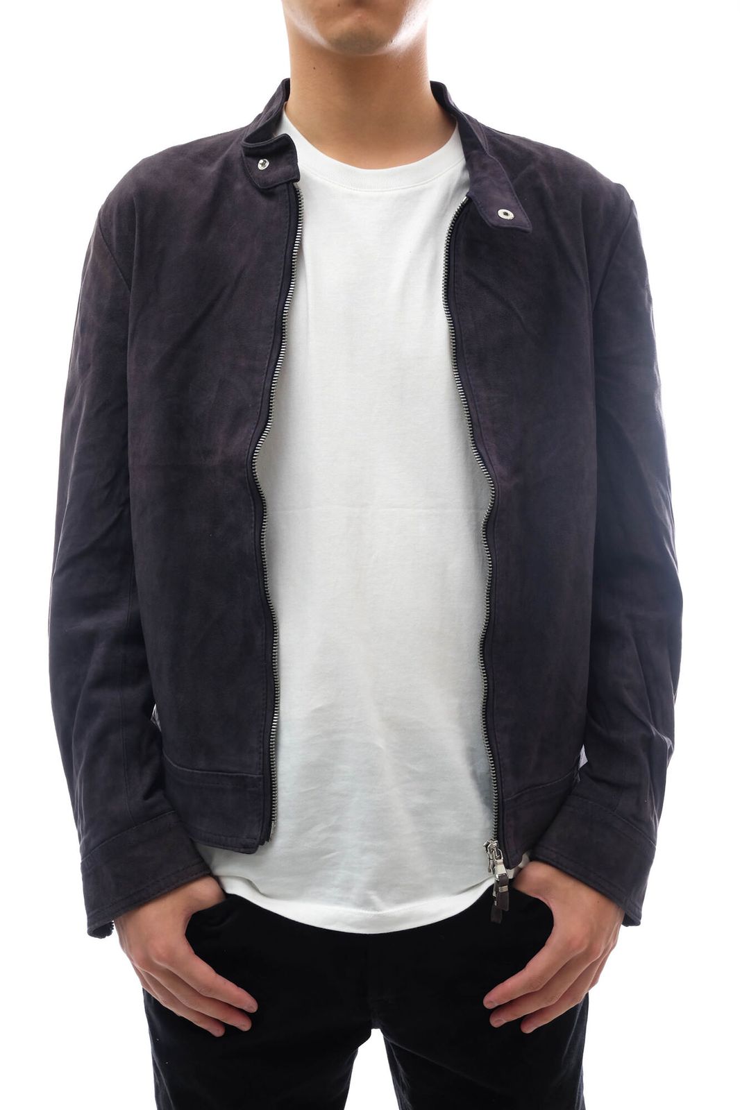 希少50size✨ エンメティ レザージャケット スエード 羊革 本革 グレー 希少50size✨ エンメティ レザージャケット スエード 羊革 本革 グレー