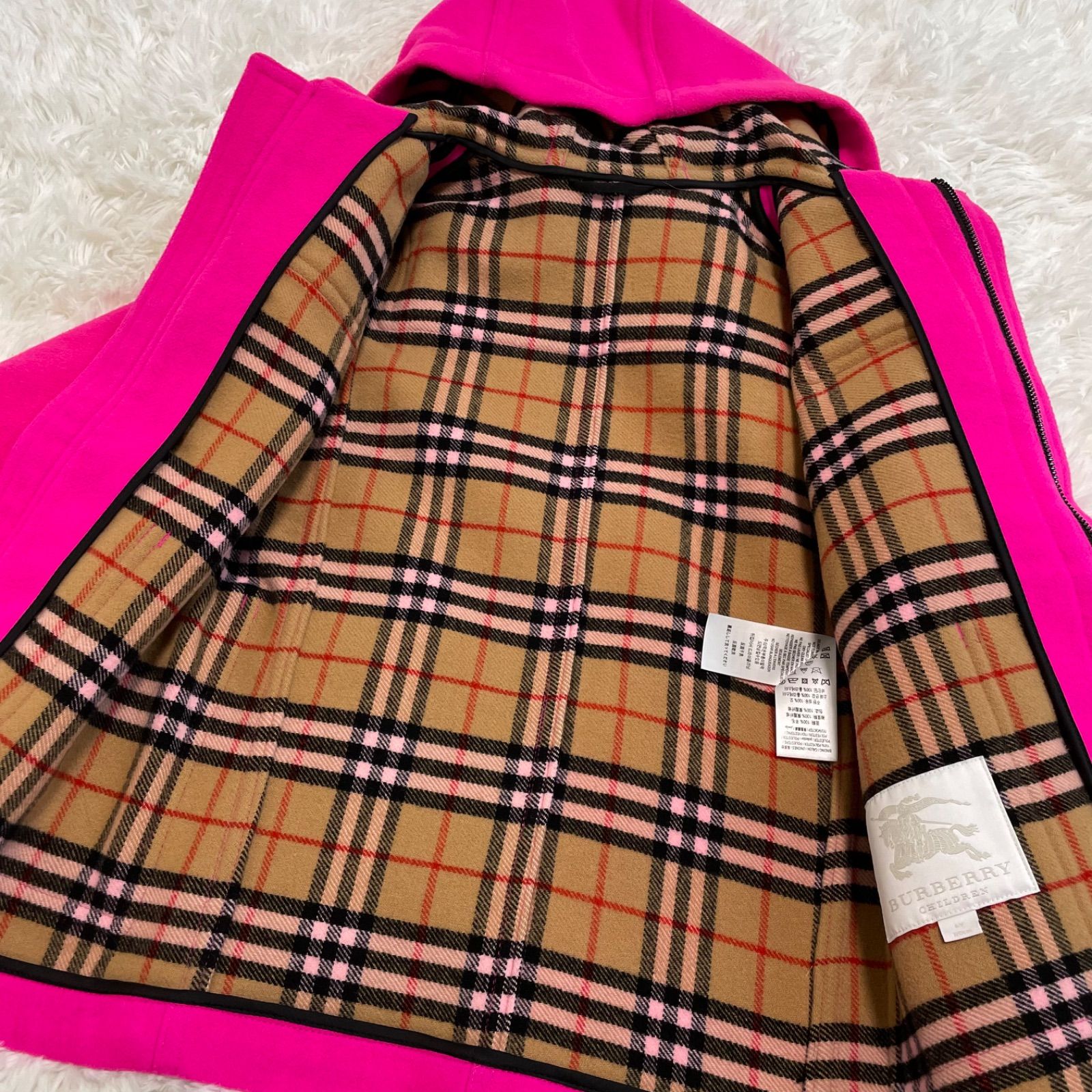 バーバリー チルドレン BURBERRY CHILDREN ウール チェック柄 ダッフル 