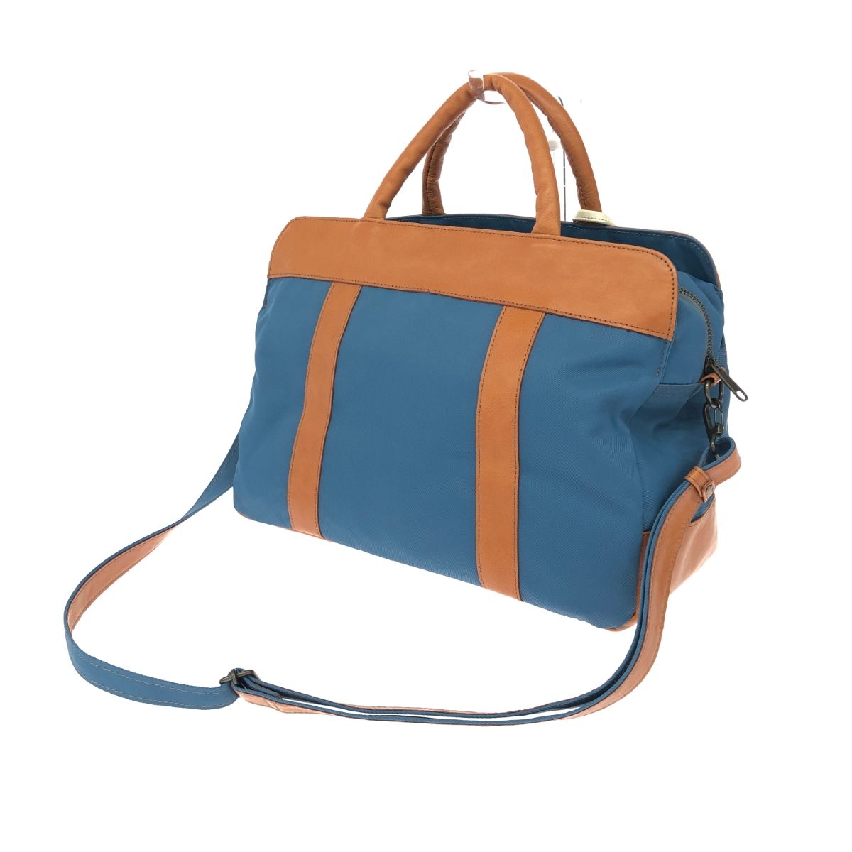 ☆未使用級☆ IBIZA イビザ 2way ショルダーバッグ ナイロン レザー 良好 IBIZA イビサ 2WAYバッグ ブルー レザー×ナイロン