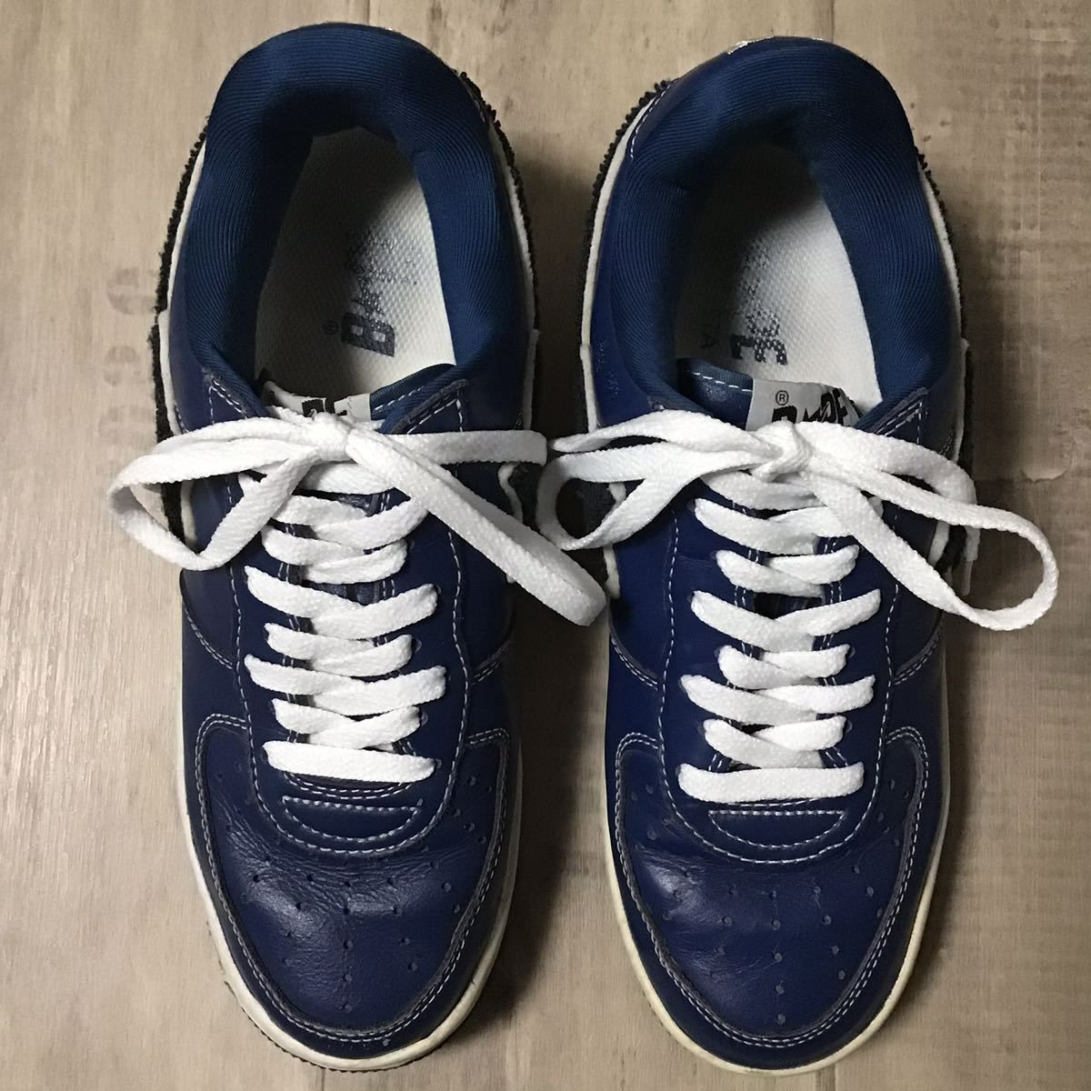 レザー BAPESTA スニーカー 26cm US8 NAVY a bathing ape BAPE STA 