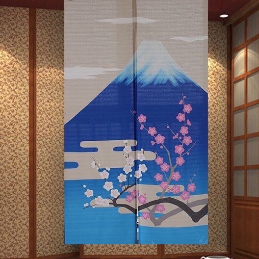 のれん ロング 暖簾 80x140間仕切り 目隠し　暖簾 和風 桜　富士山 Amazon｜のれん 間仕切り 暖簾 目隠し 障子 桜 富士山 和風 和柄 伝統