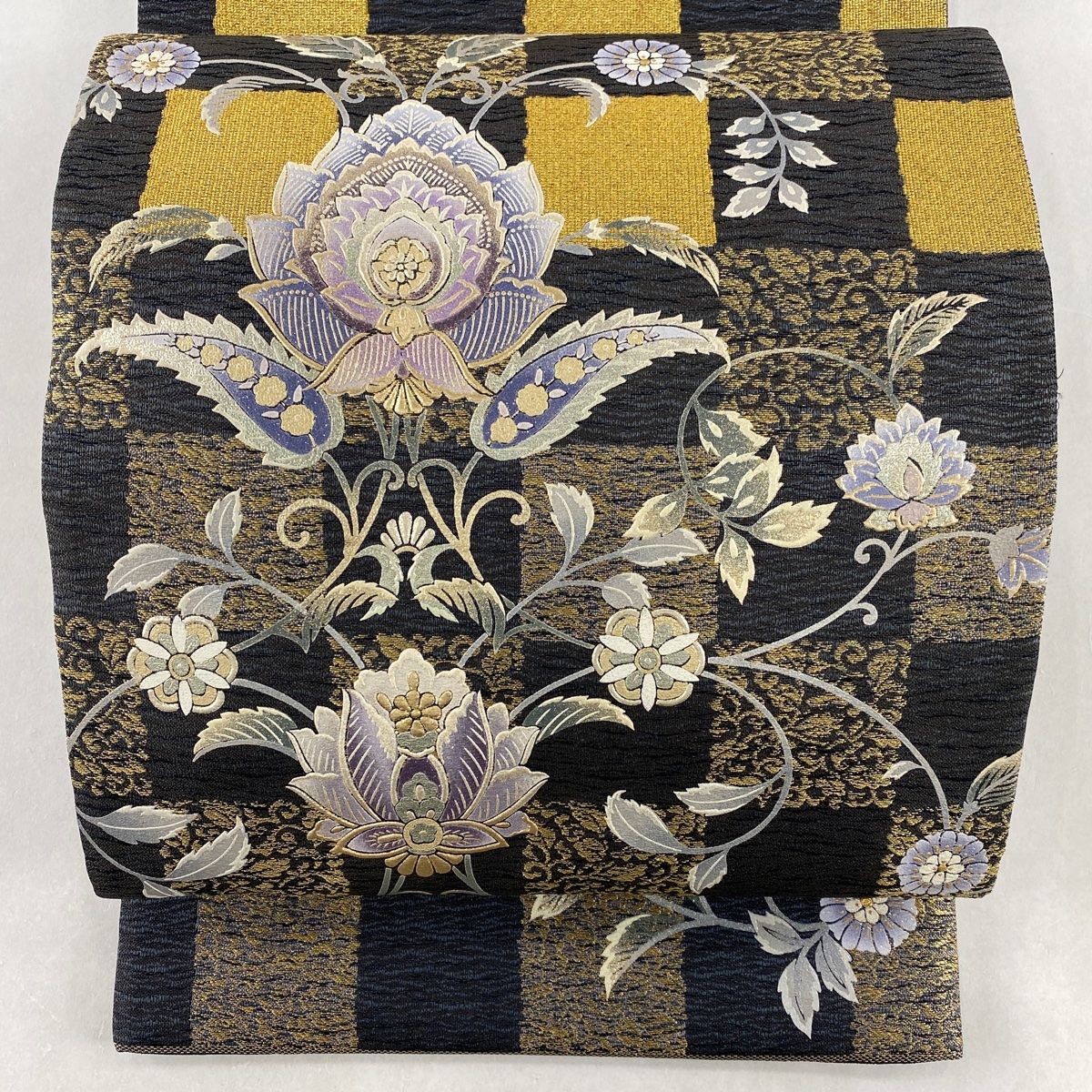 【なでしこ】正絹　袋帯　お太鼓柄　総刺繍　更紗　唐花　o1289なでしこ着物