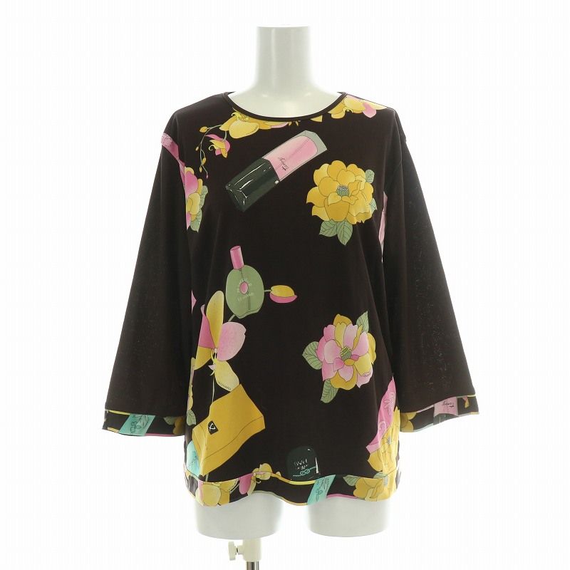 レオナール LEONARD カットソー 七分袖 クルーネック ストレッチ