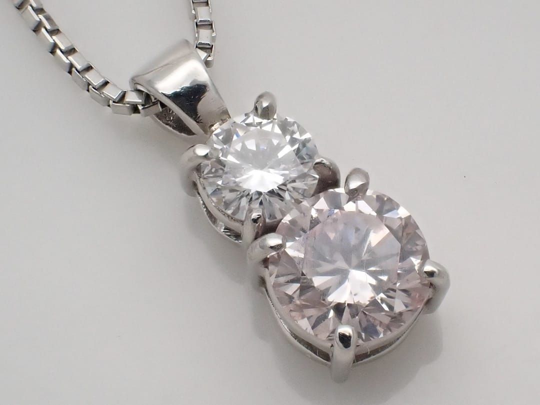 PT850 プラチナ ピンクダイヤ ペンダント ベネチアチェーンネックレス  