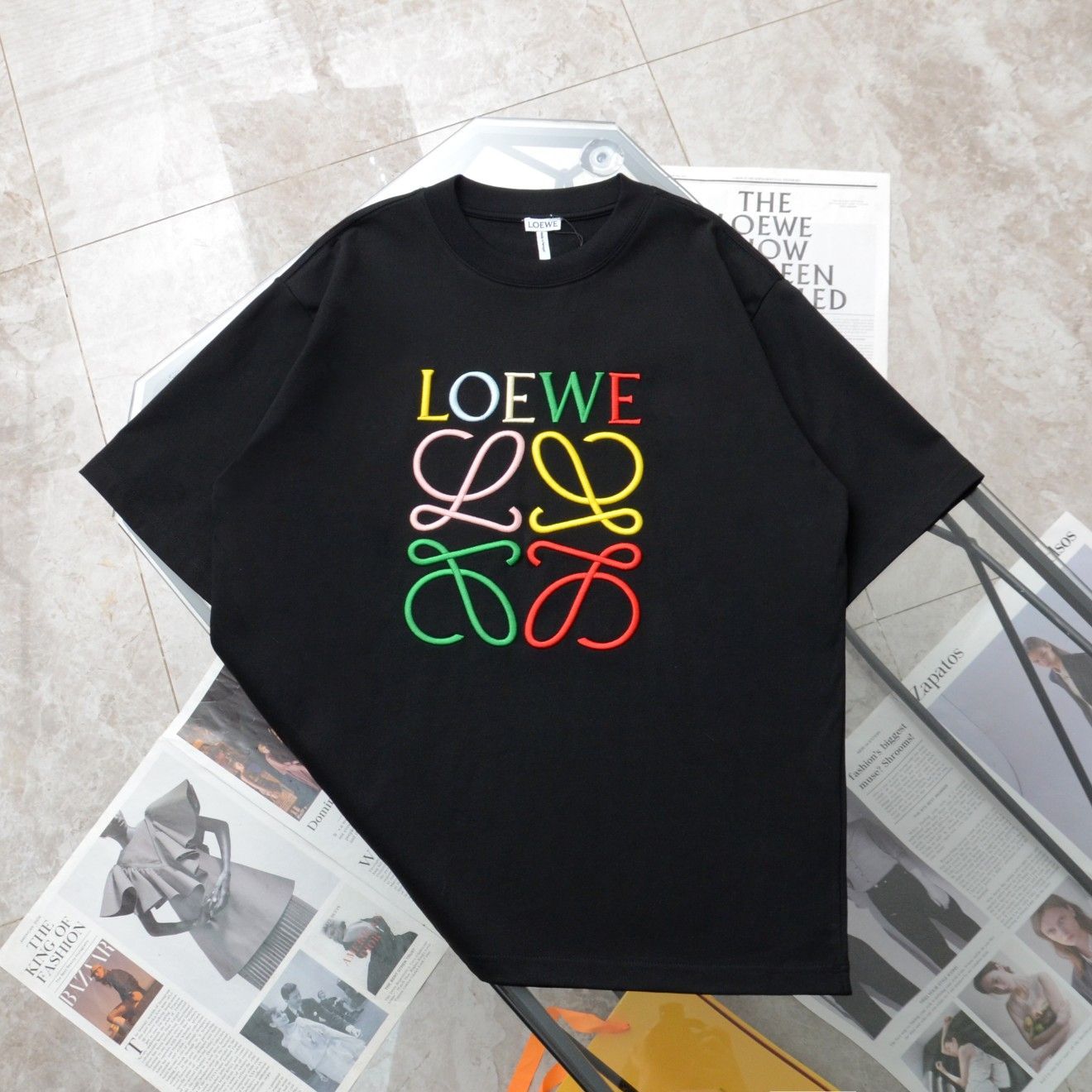 新品 LOEWE ロエベ 刺繍ロゴTシャツ ブラック 男女兼用 サイズXS-L