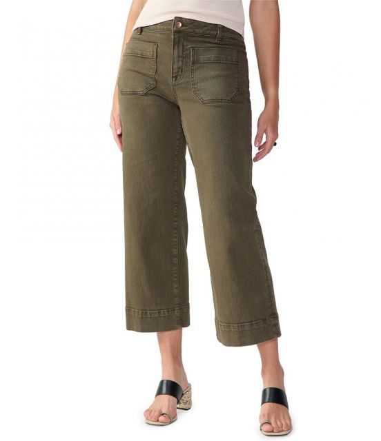 【送料無料】 サンクチュアリー レディース デニムパンツ ジーンズ ボトムス The Marine Comfort Stretch Cropped Wide Leg Jeans Fatigue