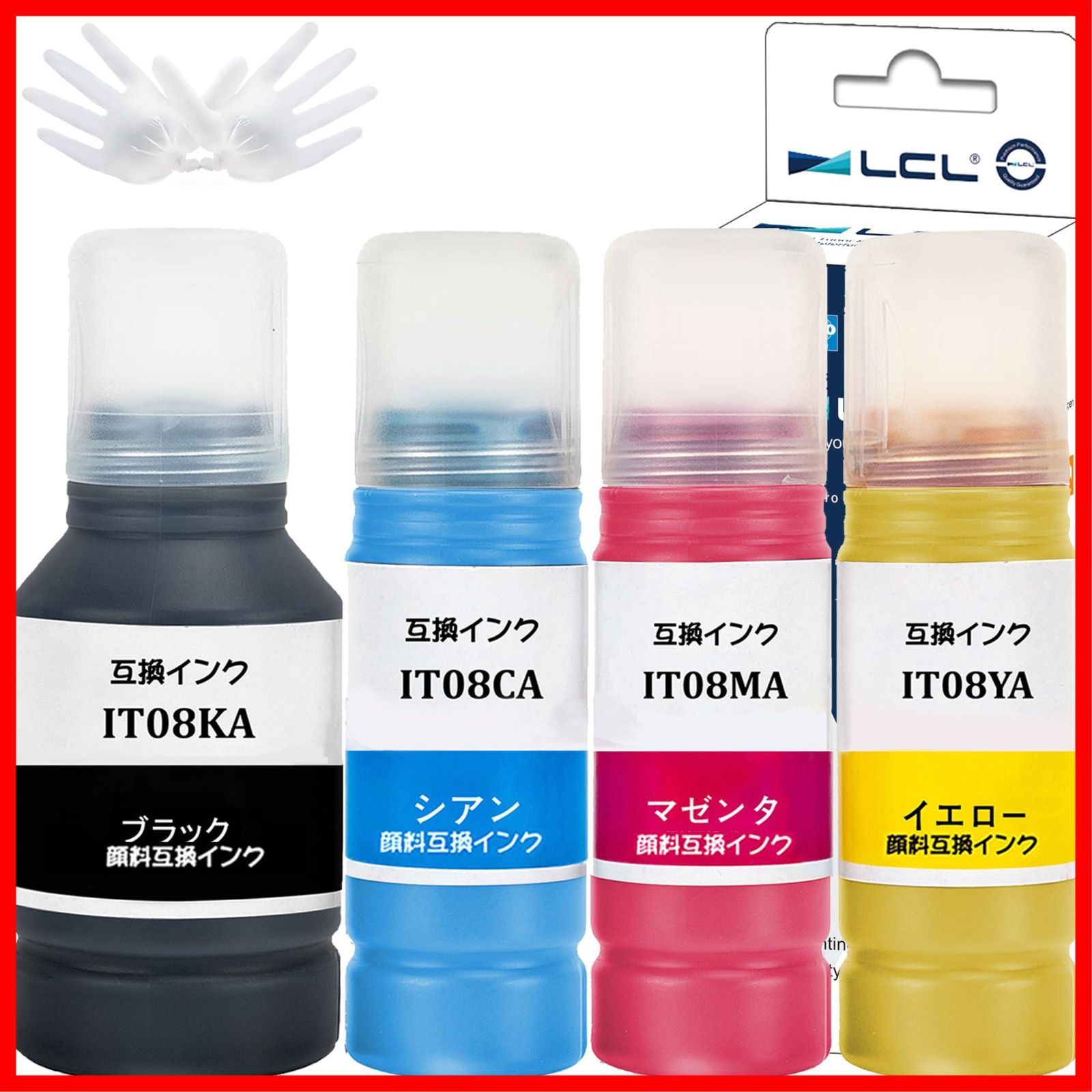 高品質，定番人気 LCL エプソン用 (えんぴつ削り) IT08 IT08A IT08KA IT08CA IT08MA IT08YA (4色セット BK 顔料 140ML C/M/Y 顔料 70ML) 互換インクボトル 対応機種：PX-M6712FT PX-M6711FT PX その他