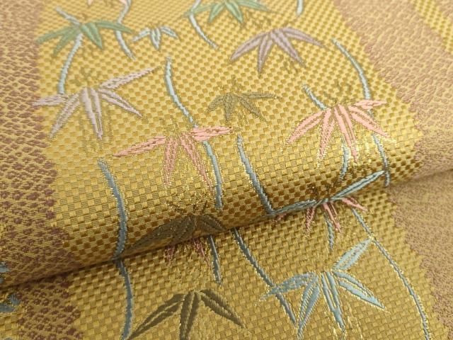 平和屋着物○六通柄袋帯 唐織 市楽織 立涌笹文 霊芝雲 金糸 正絹 逸品