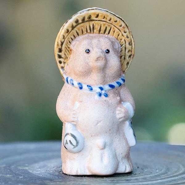 3個セット）てぬぐいたぬき（3号） 日本製 信楽焼 置物 hc-29 ※陶器