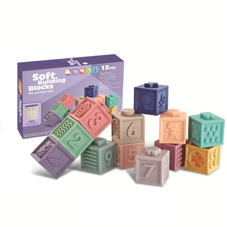 ブランド雑貨総合 新品 未使用 やわらかい 積み木 ブロック１２個セット おもちゃ 数字 パズル 型はめ 知育玩具 Lavacanegra Com Mx Lavacanegra Com Mx