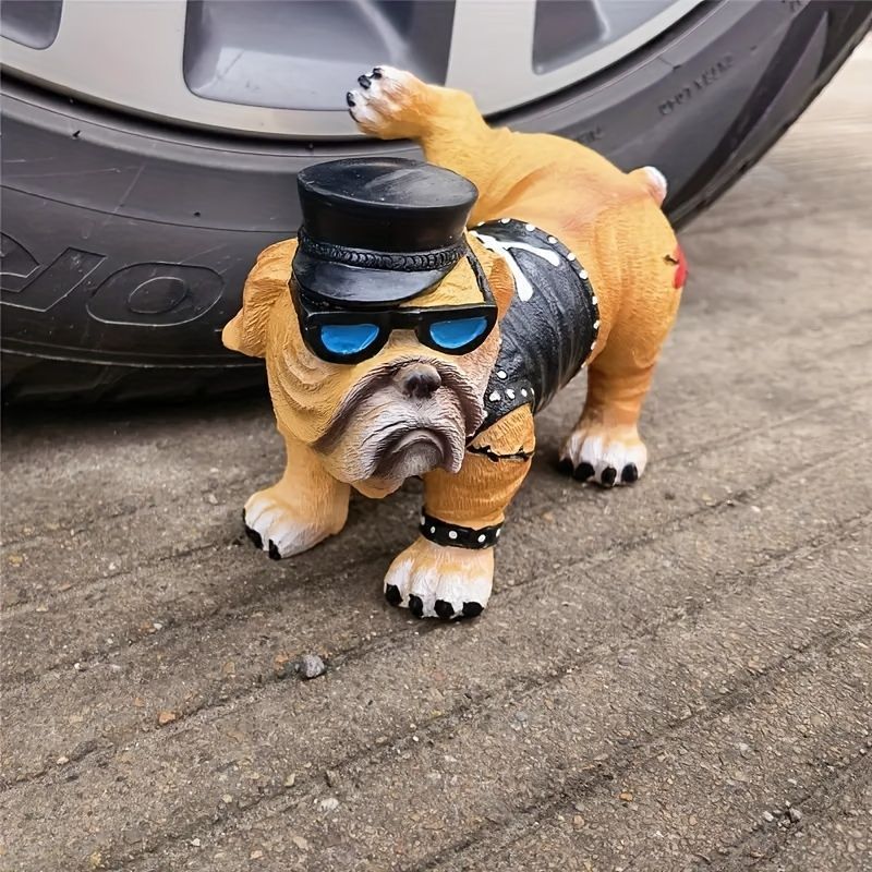 ブルドック フィギュア 置物 樹脂製 15cm ロック パンク 犬