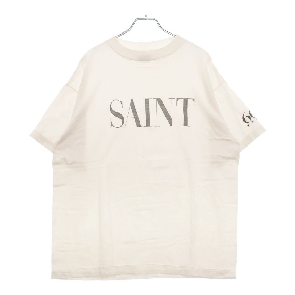 SAINT MICHAEL (セントマイケル) 24SS SS TEE SAINT プリント半袖Tシャツ ホワイト SM-YS1-0000-008