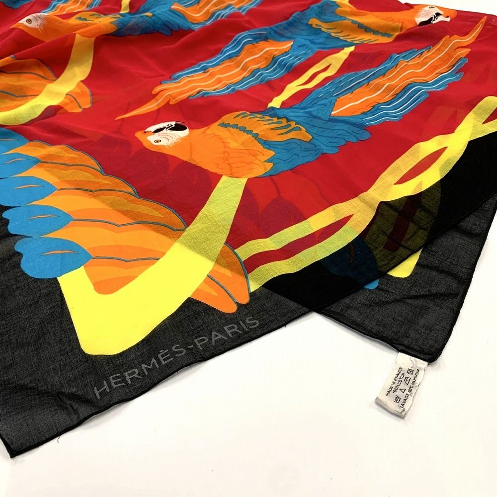 美品 HERMES エルメス パレオ グリーン マルチカラー コットン  