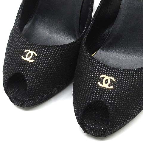 シャネル CHANEL ココマーク オープントゥ パンプス G25724 ブラック 