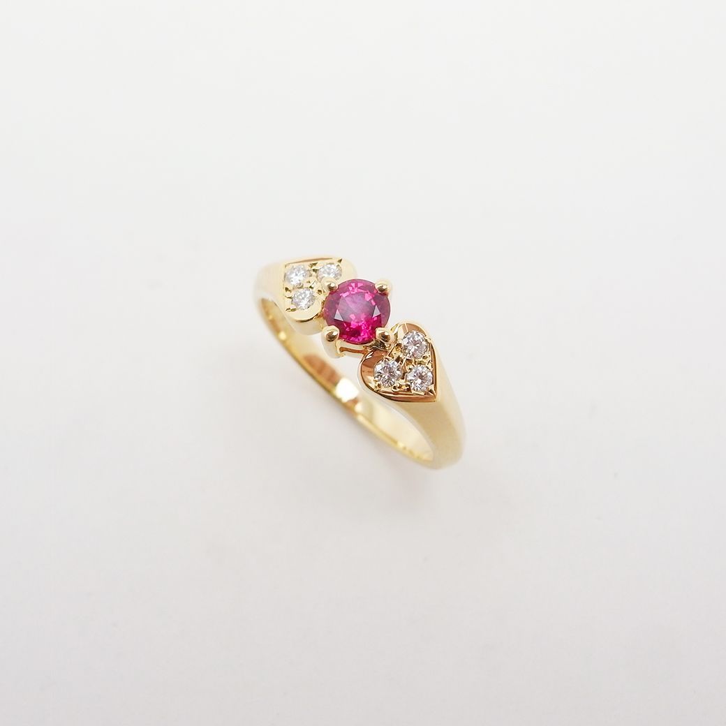 ミキモト ルビー ダイヤモンド リング 0.26ct 0.07ct 6.5号 K18YG 新品 