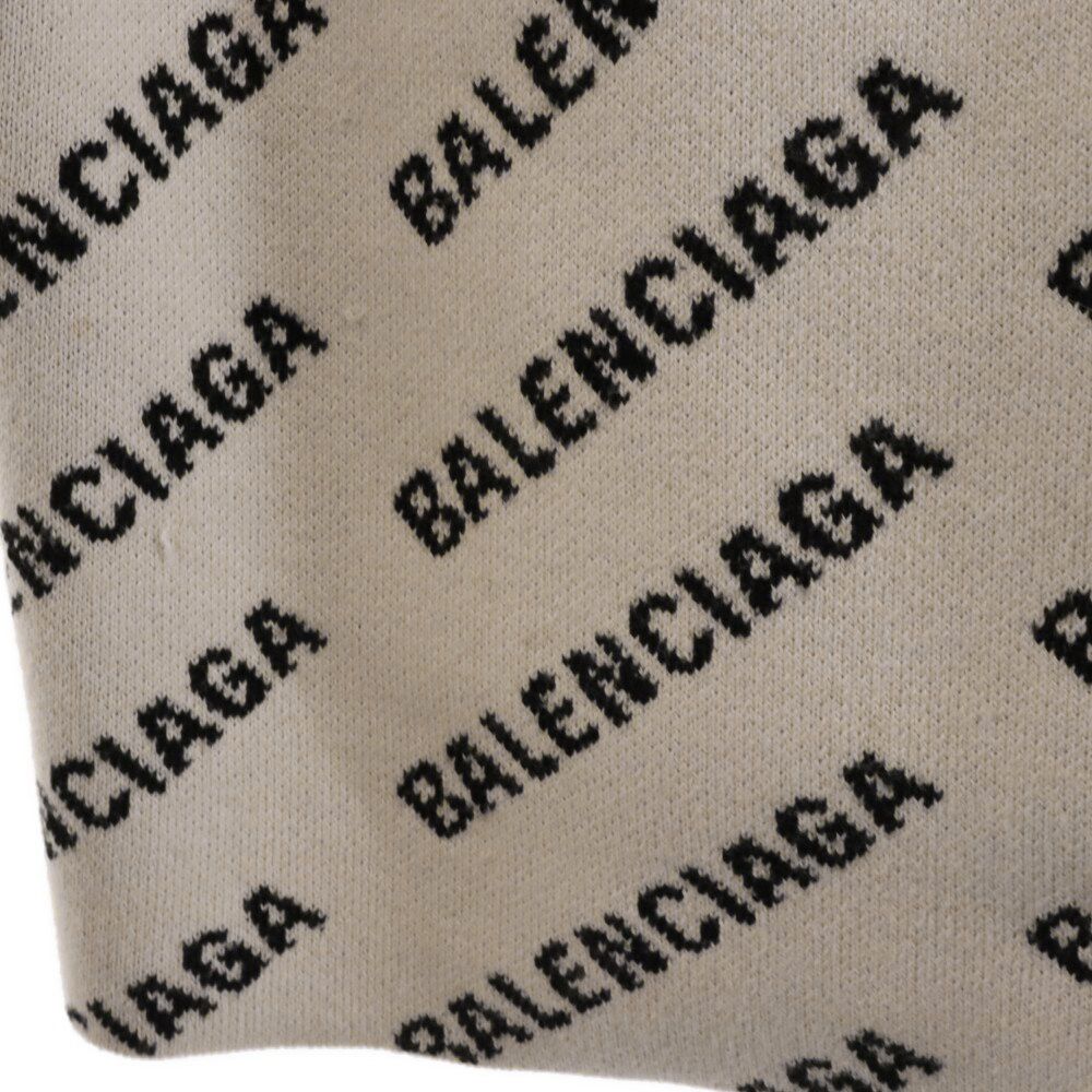 BALENCIAGA バレンシアガ 23SS Logo intarsia wool cardigan ロゴインターシャウールカーディガン 718899 アイボリー L Logo jacquard wool-blend cardigan in multicoloured - Balenciaga
